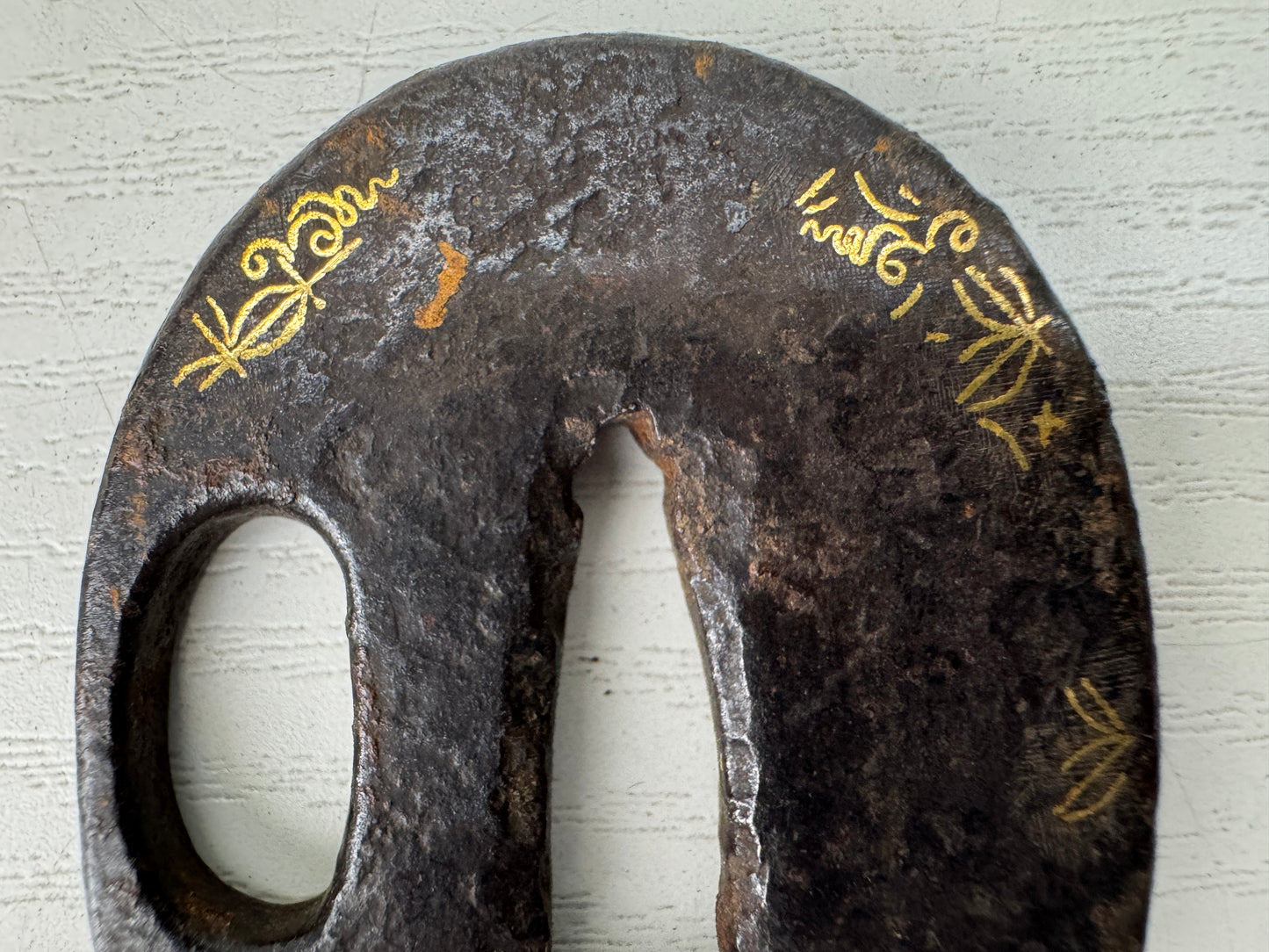 Y9360 TSUBA Iron sword guard small Inlay Japan samurai katana antique koshirae