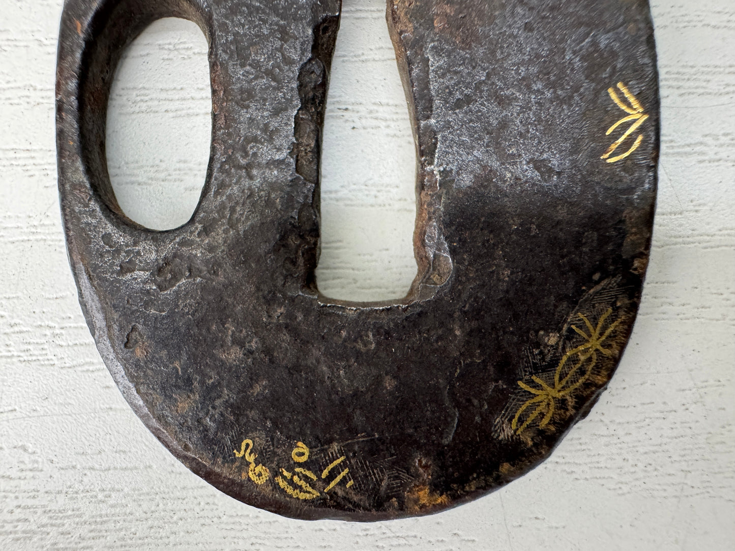Y9360 TSUBA Iron sword guard small Inlay Japan samurai katana antique koshirae