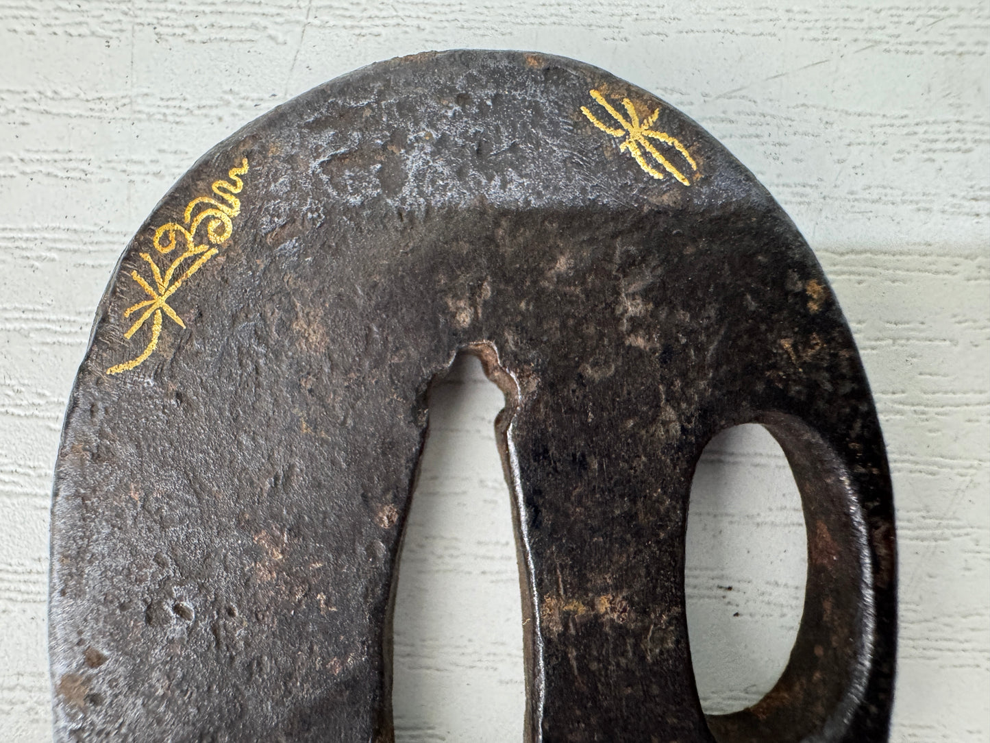 Y9360 TSUBA Iron sword guard small Inlay Japan samurai katana antique koshirae