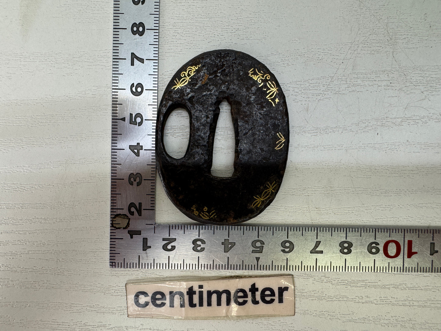 Y9360 TSUBA Iron sword guard small Inlay Japan samurai katana antique koshirae