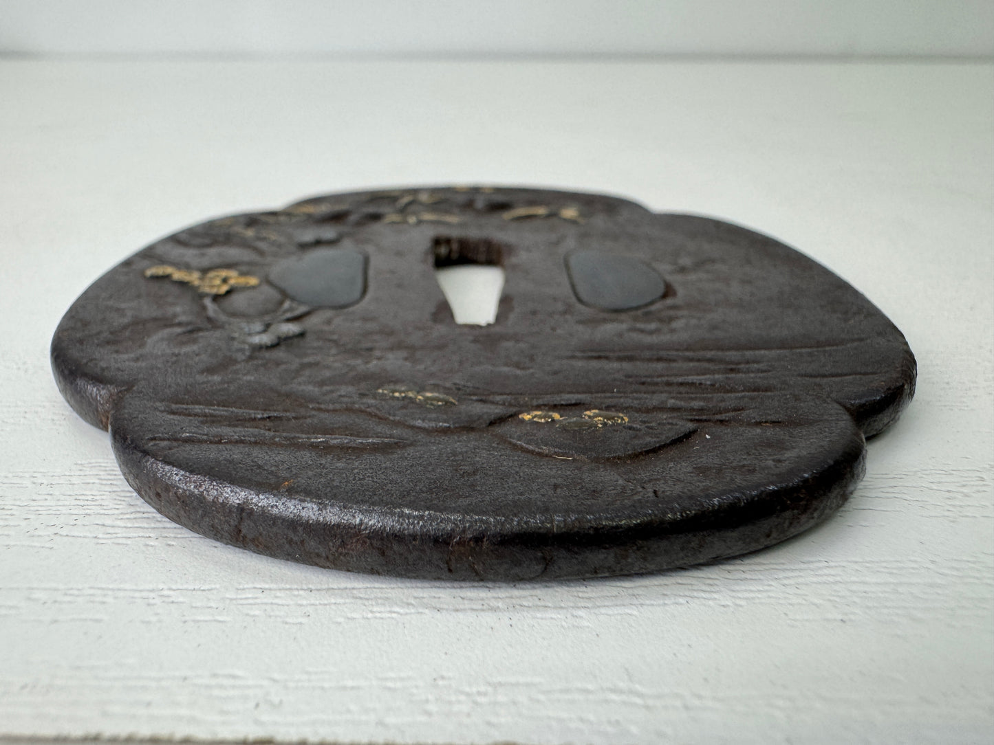 Y9362 TSUBA Iron large sword guard samurai box Japan samurai katana antique