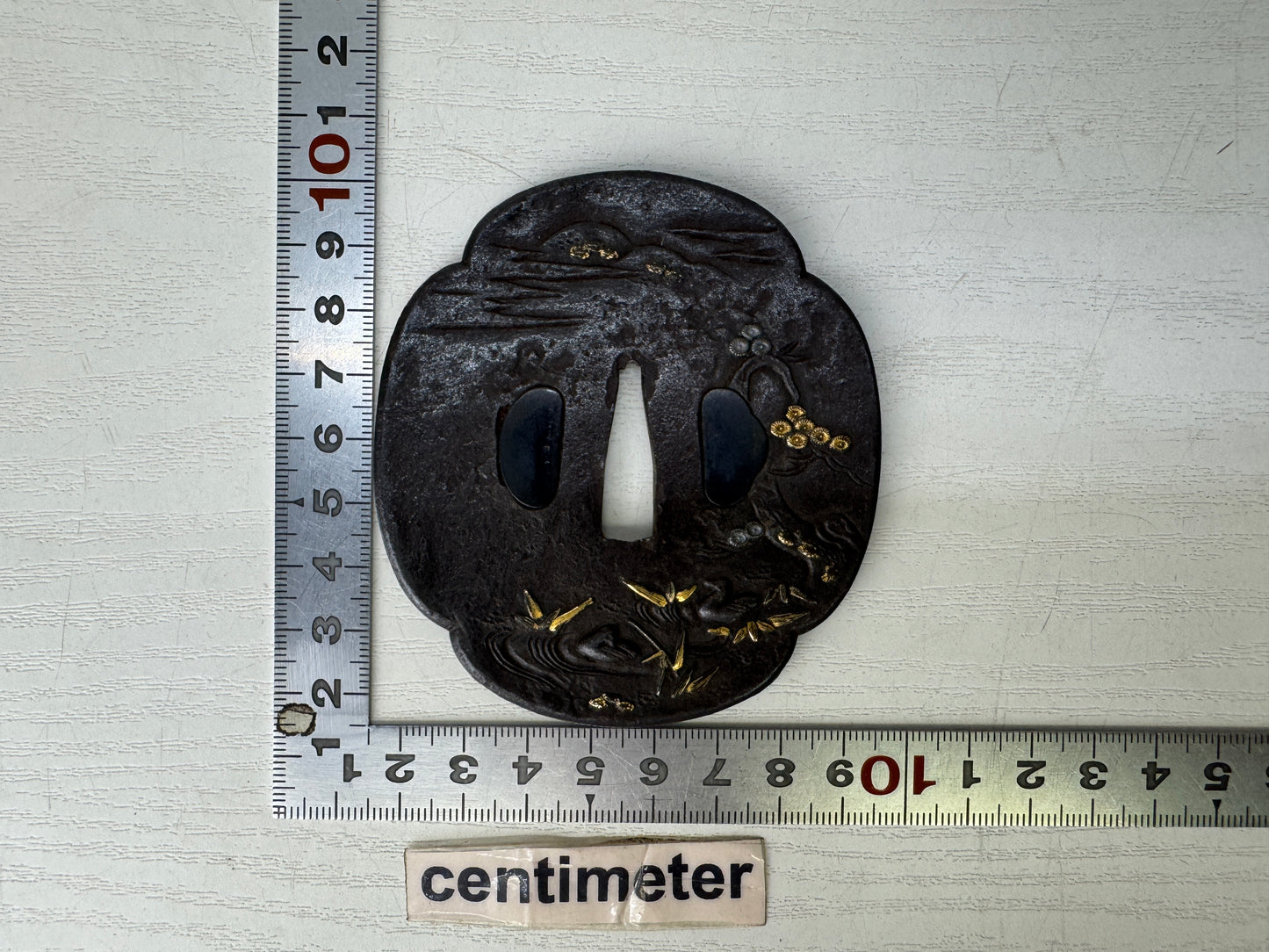 Y9362 TSUBA Iron large sword guard samurai box Japan samurai katana antique