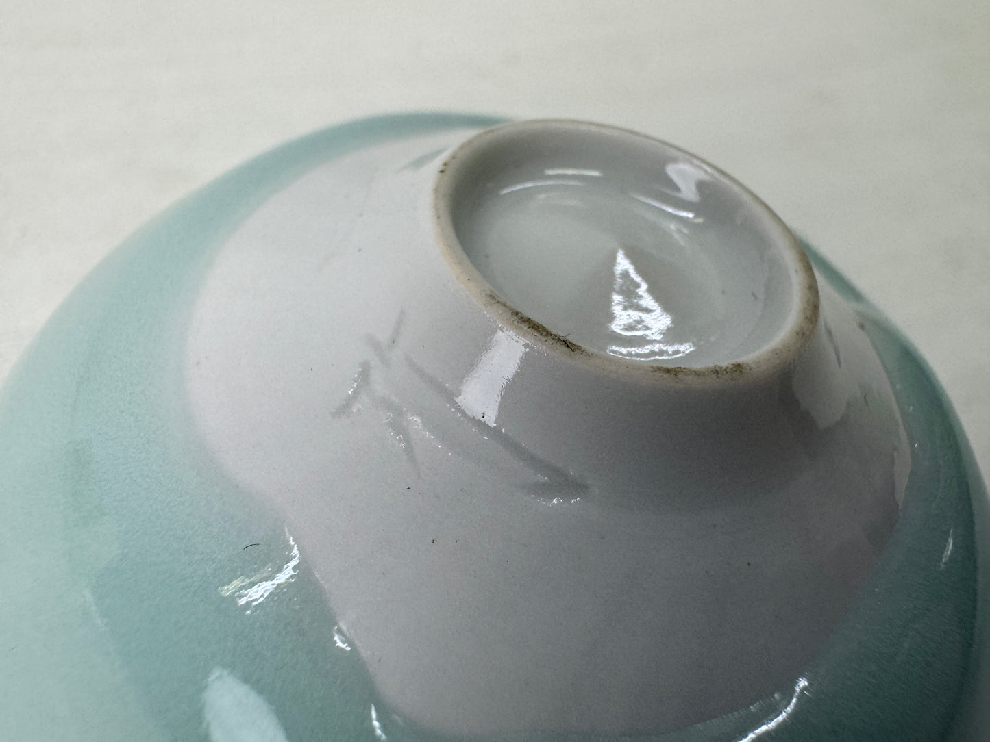 Y9366 CHAWAN Blue white porcelain Sake cup signed box Japan antique tableware