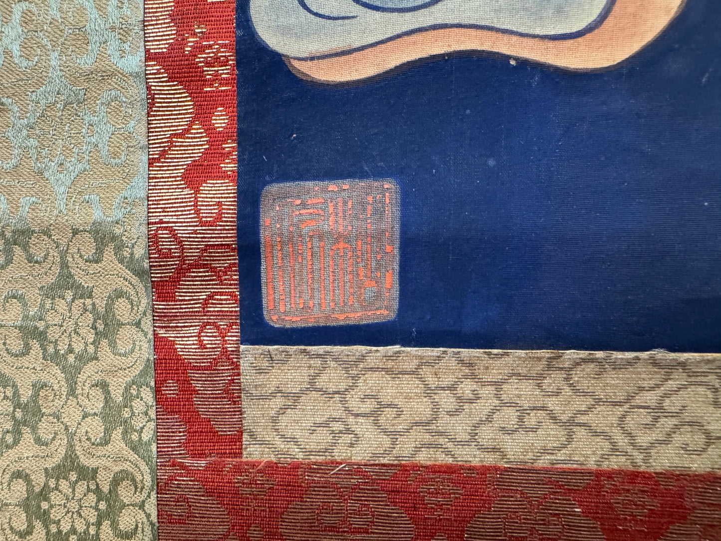 Y9373 KAKEJIKU 13 Buddhas signed box Buddhist Japan antique hanging scroll art