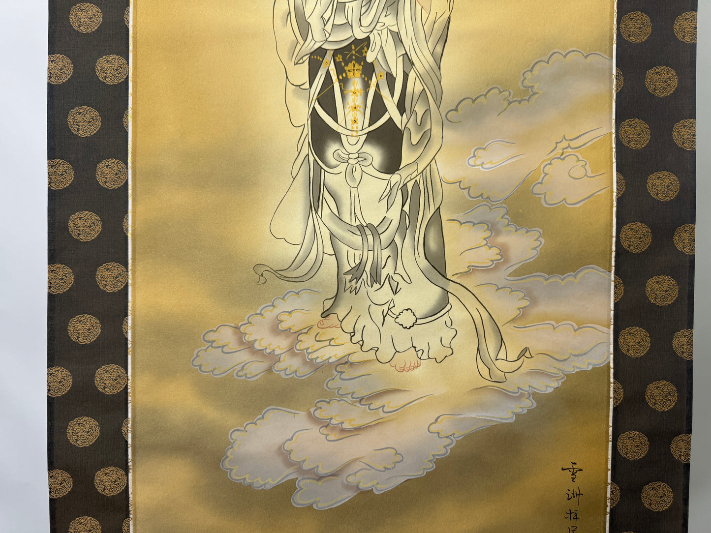 Y9374 KAKEJIKU Unjo Kannon signed box Japan antique hanging scroll interior art