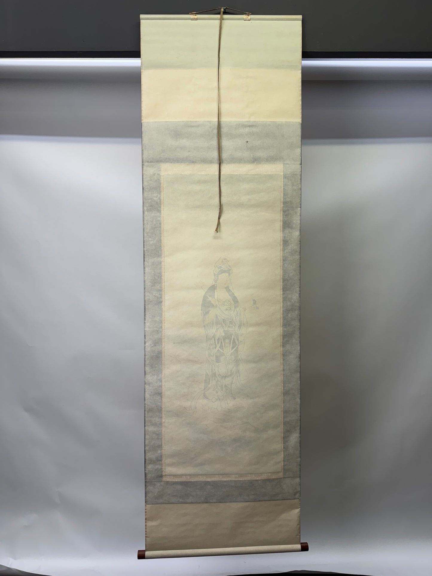 Y9374 KAKEJIKU Unjo Kannon signed box Japan antique hanging scroll interior art