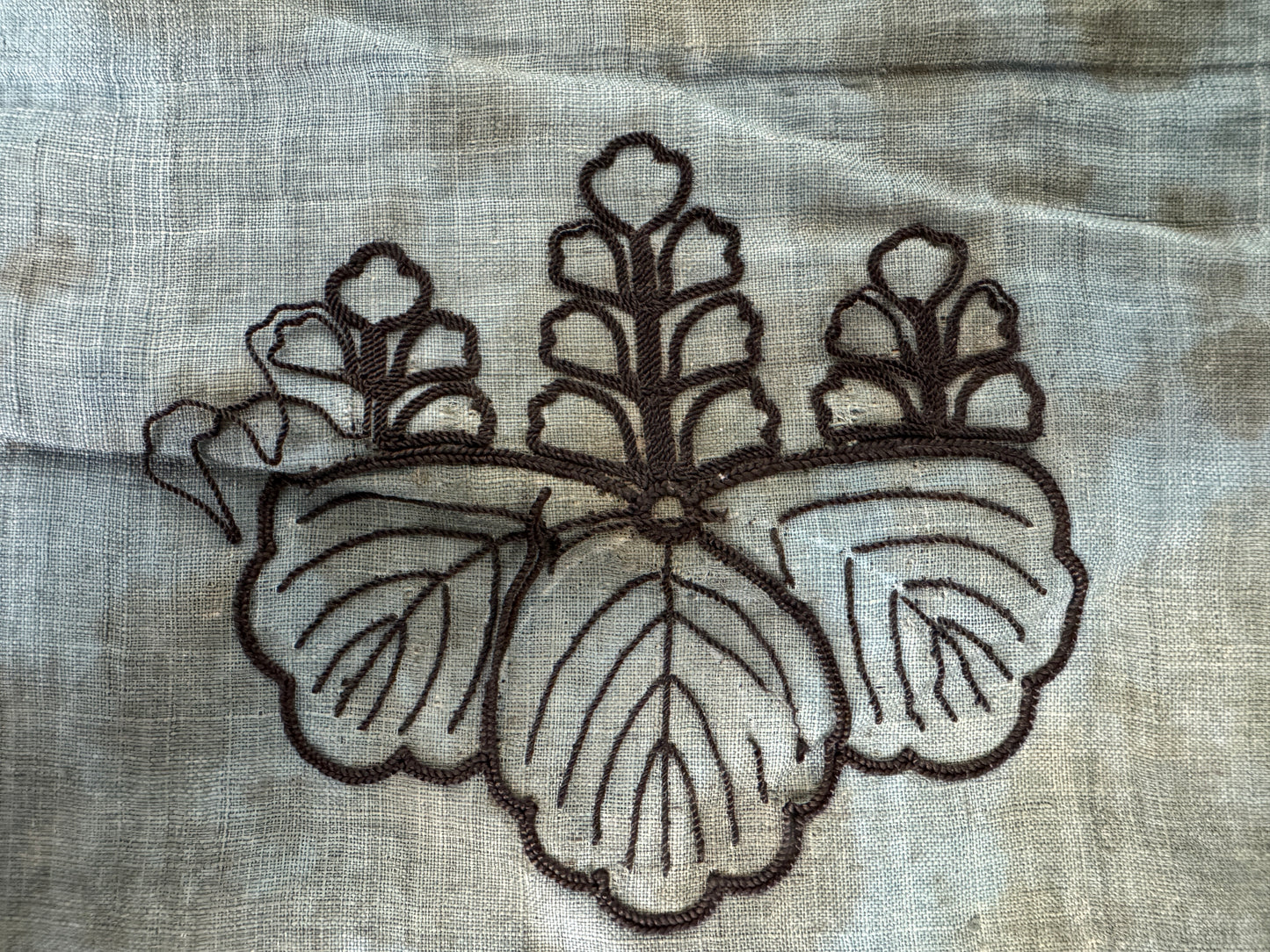 Y9378 YOROI Edo period Apron armor embroidery family crest Japan antique samurai