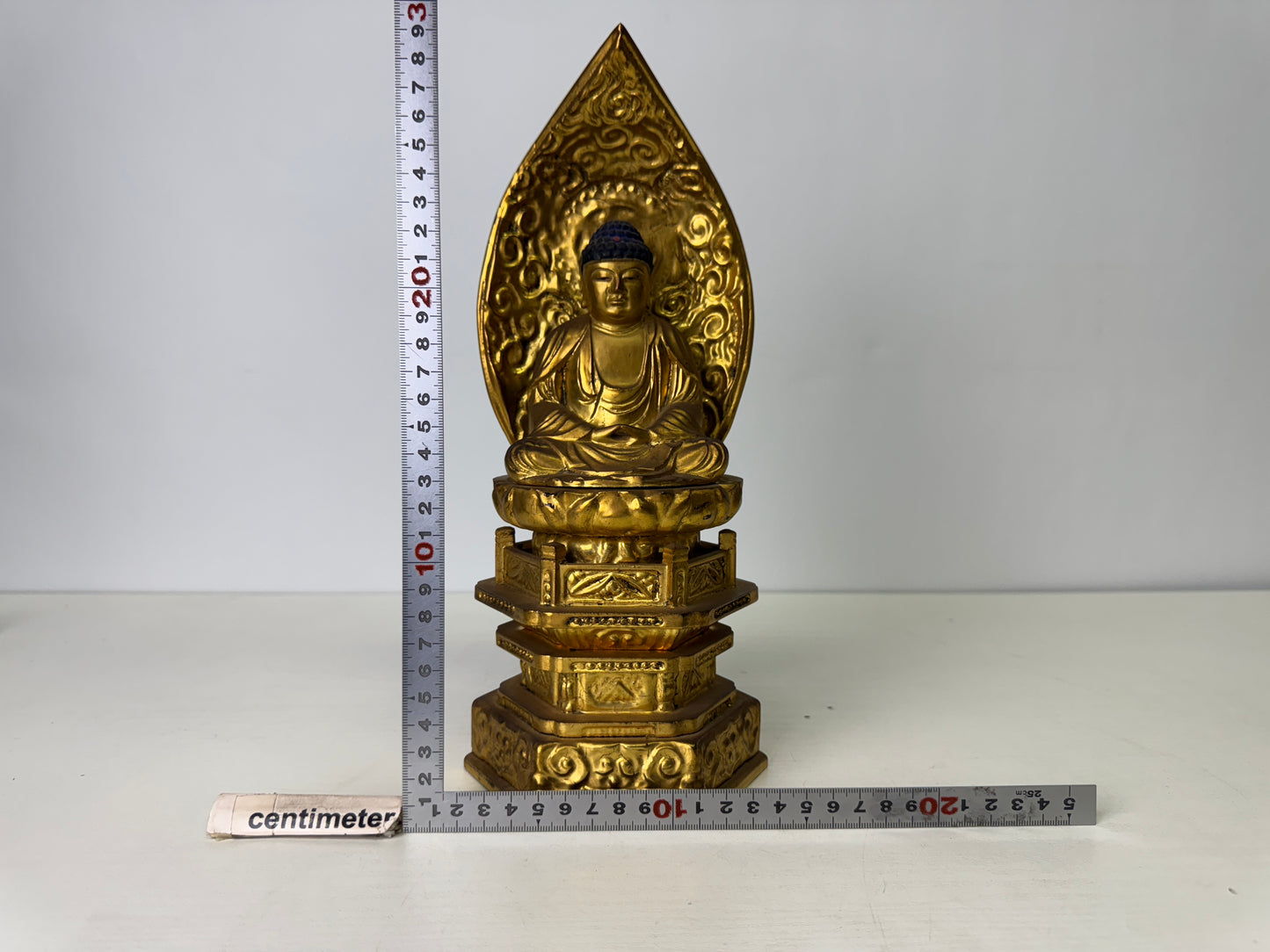Y9379 STATUE wooden seated Buddha figurine Japan antique figure interior decor