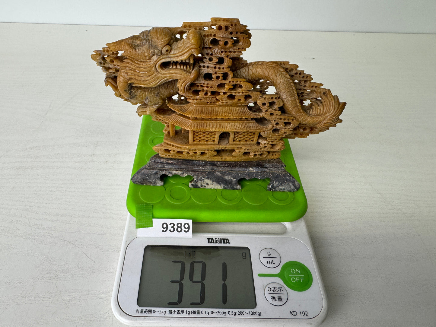 Y9389 OKIMONO Jade sculpture Dragon Tower ornament Chinese art antique interior