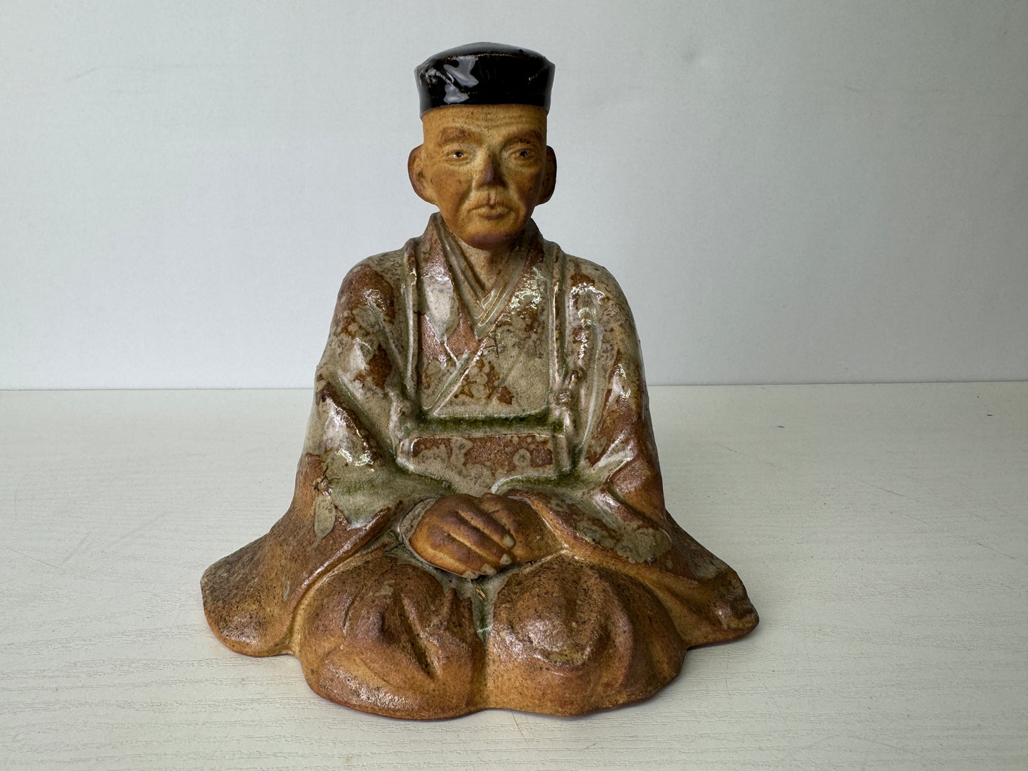 Y9392 OKIMONO Iga-ware Matsuo Basho figurine signed box Japan antique interior