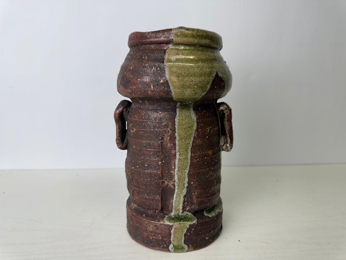 Y9394 FLOWER VASE Shigaraki-ware box Japan ikebana floral arrangement interior
