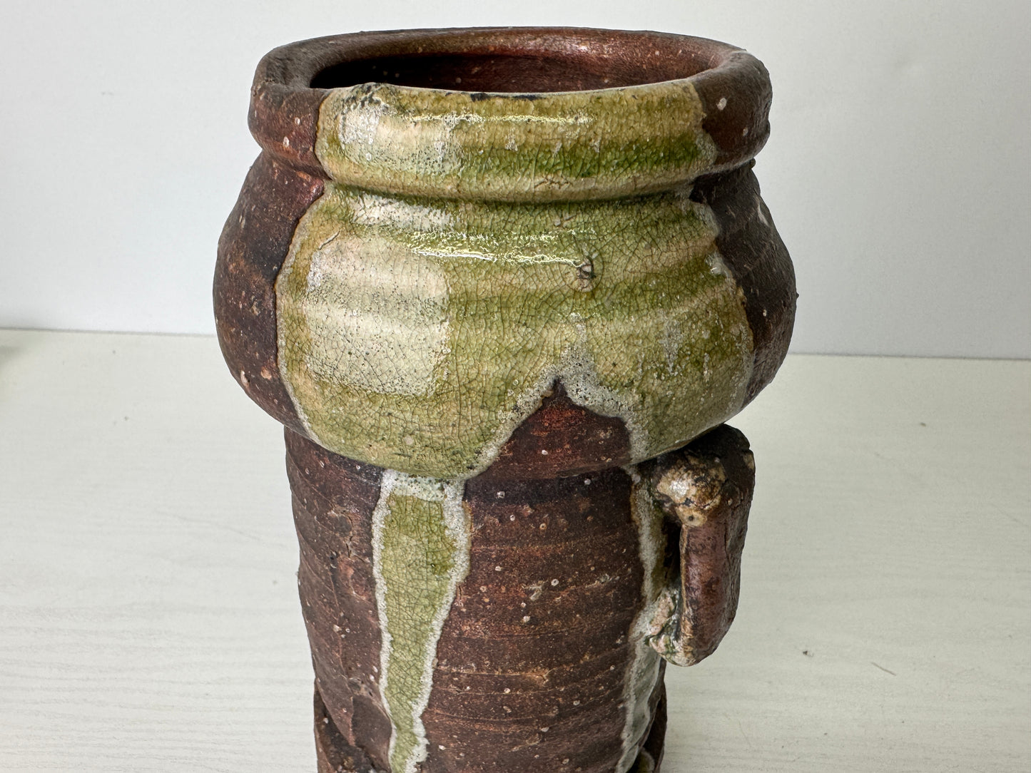 Y9394 FLOWER VASE Shigaraki-ware box Japan ikebana floral arrangement interior