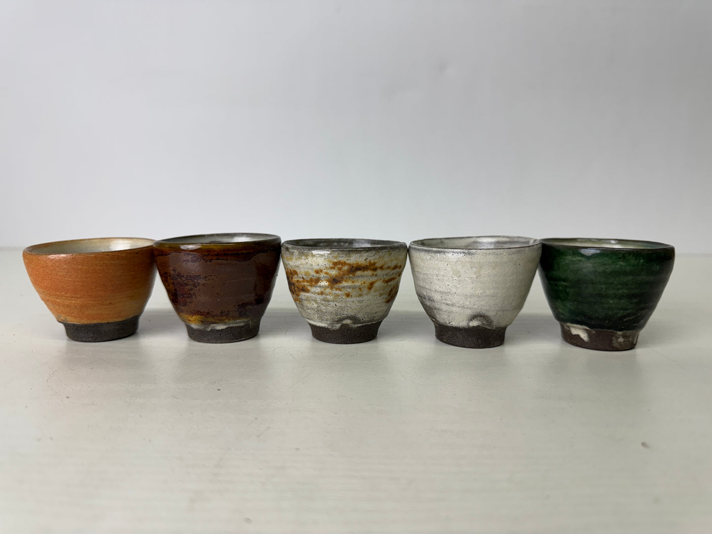 Y9395 CHAWAN Seto-ware Sake cup set of 5 sgined box Japan antique tableware