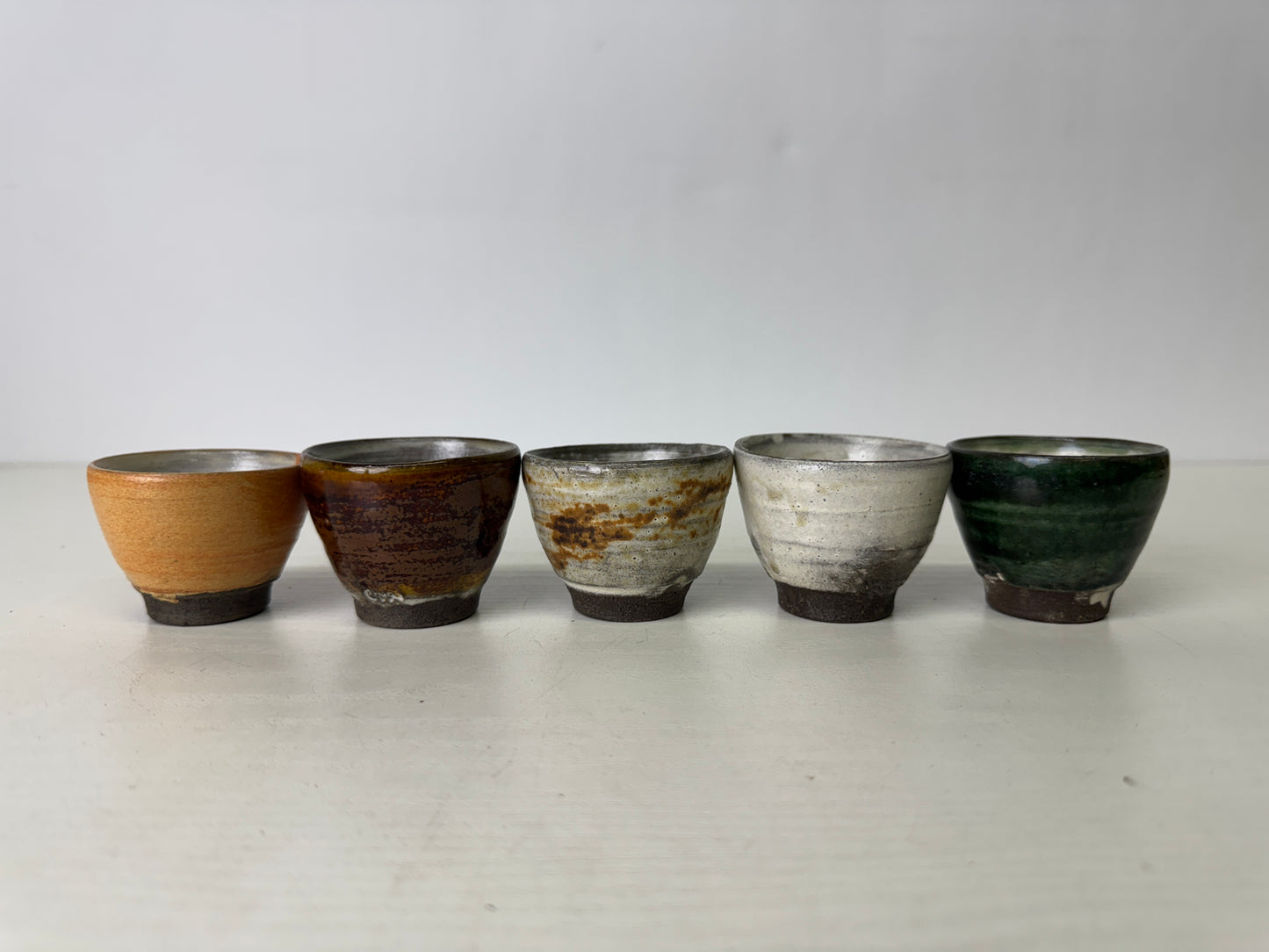 Y9395 CHAWAN Seto-ware Sake cup set of 5 sgined box Japan antique tableware