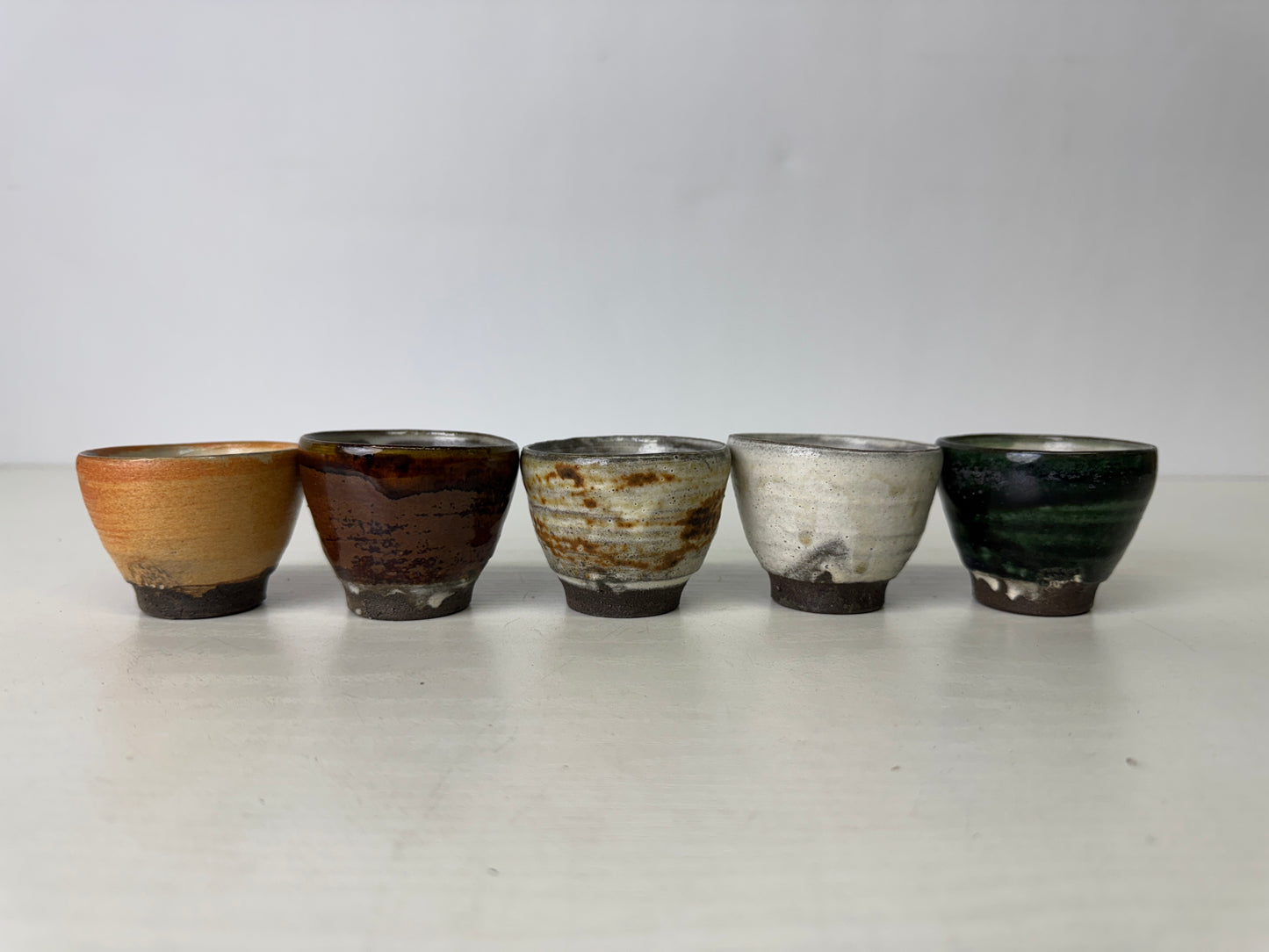 Y9395 CHAWAN Seto-ware Sake cup set of 5 sgined box Japan antique tableware