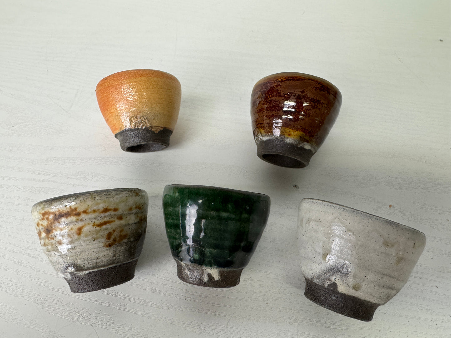 Y9395 CHAWAN Seto-ware Sake cup set of 5 sgined box Japan antique tableware