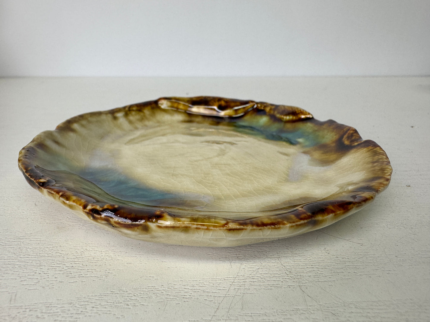 Y9396 DISH Seto-ware 5 serving plates signed box Japan antique tableware
