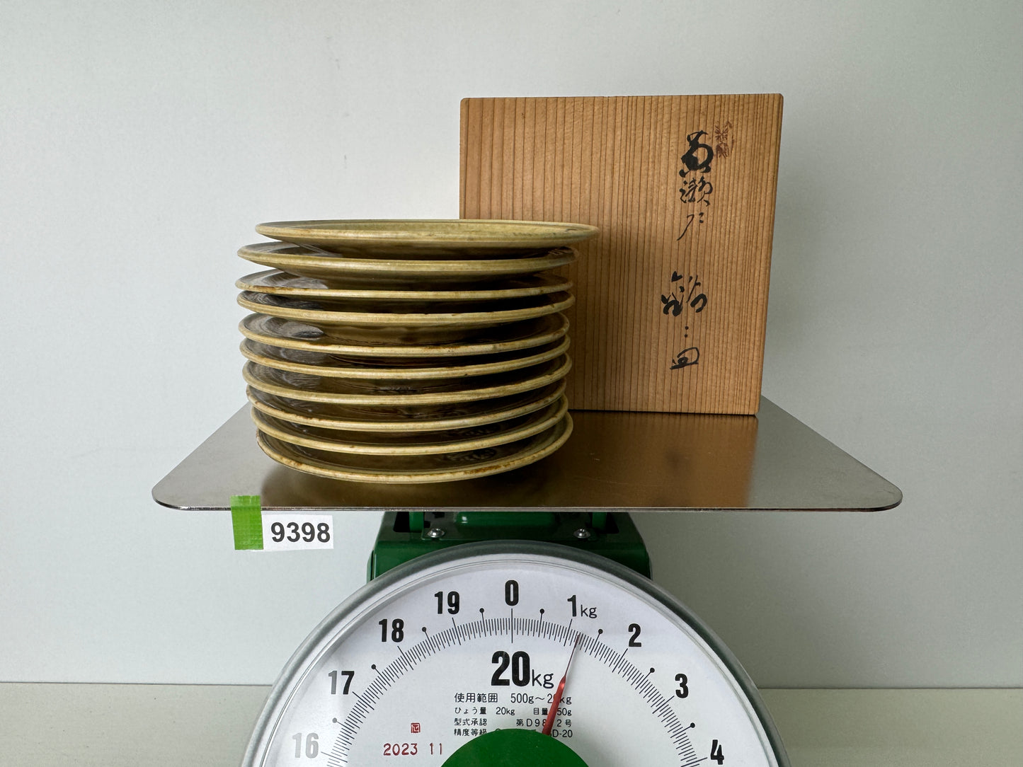 Y9398 DISH Kiseto-ware 10 Serving plates signed box Japan antique tableware