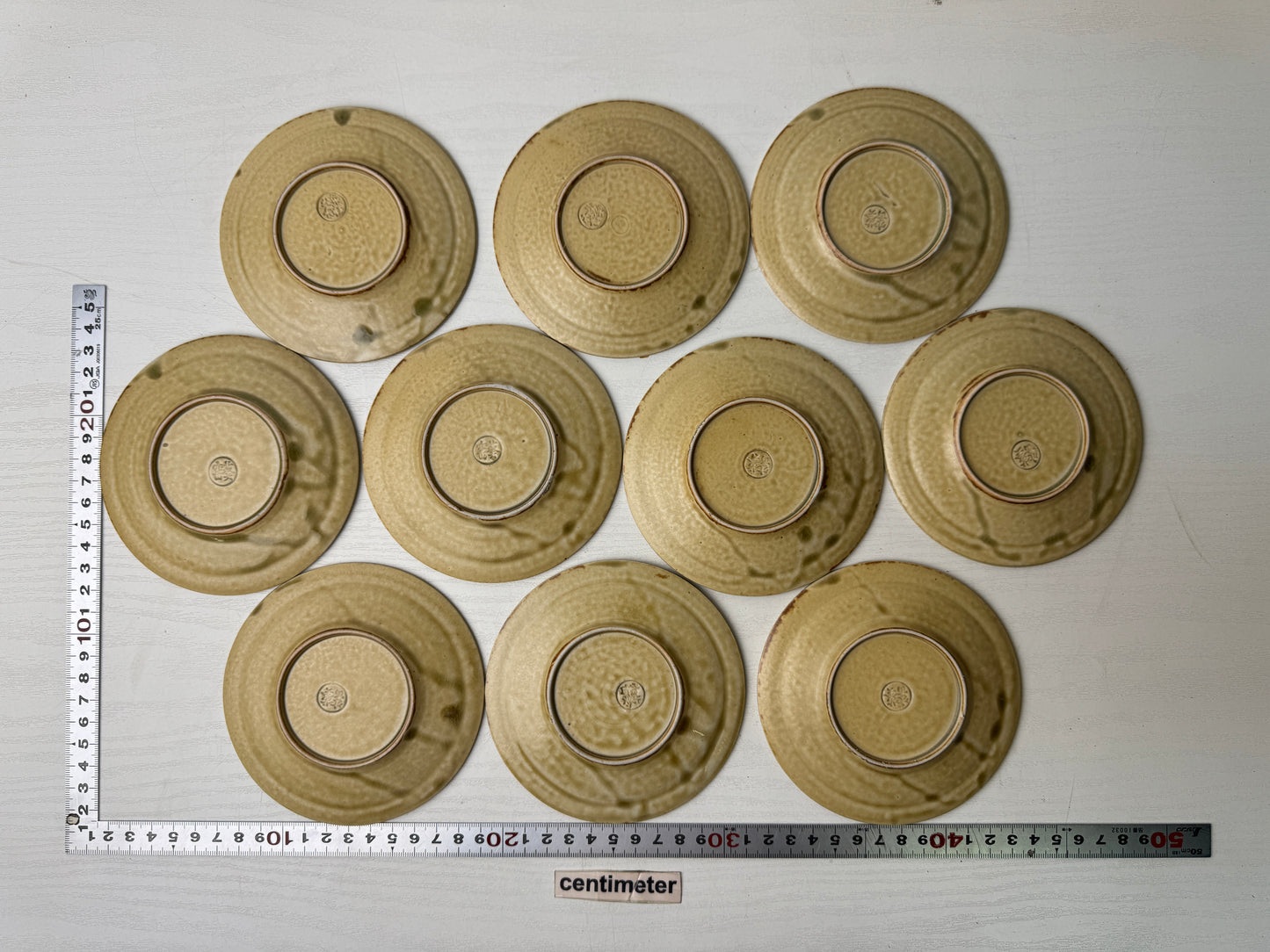 Y9398 DISH Kiseto-ware 10 Serving plates signed box Japan antique tableware