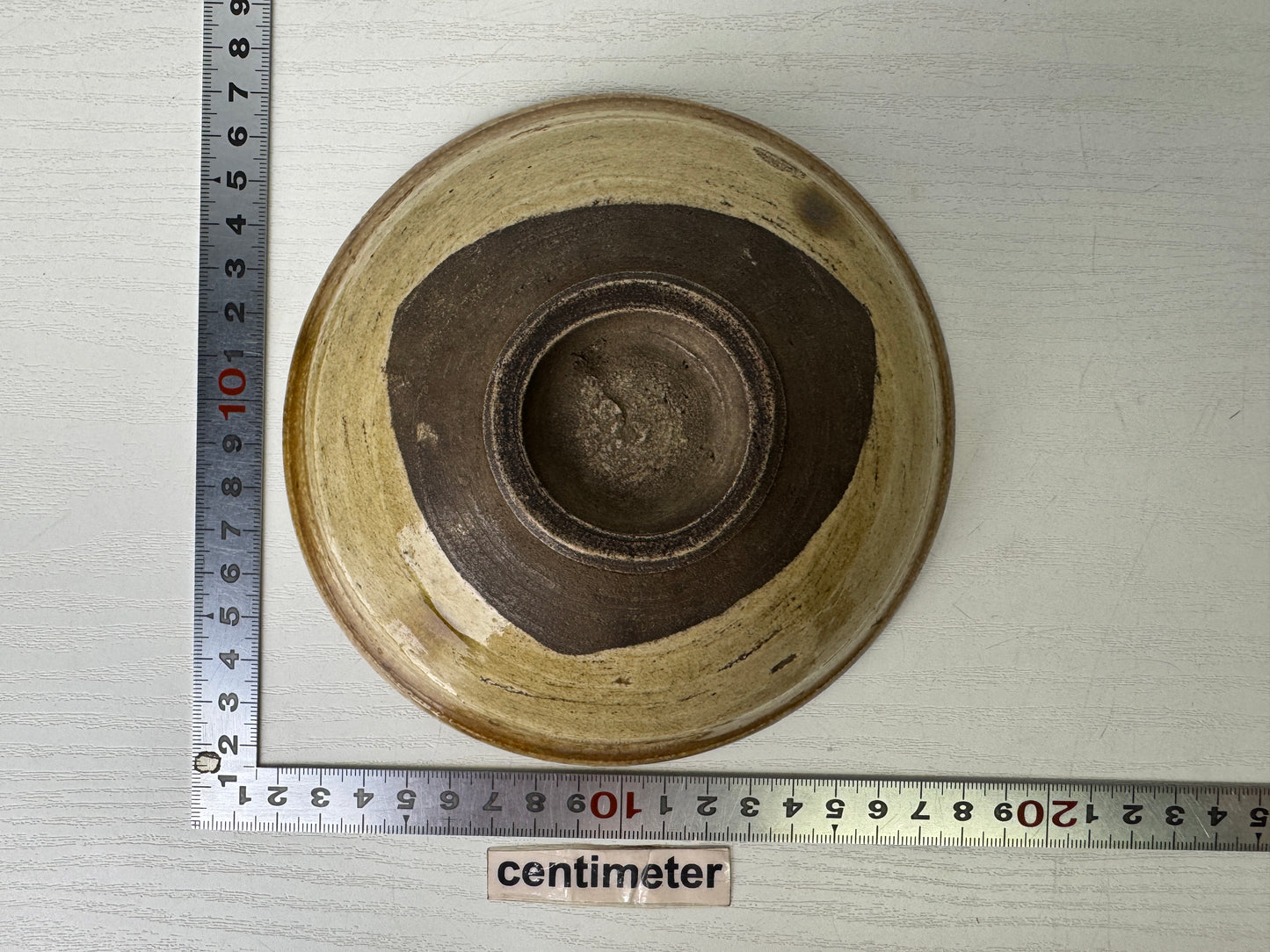 Y9399 CHAWAN Seto-ware flat bowl unsigned Japan antique tea ceremony pottery cup