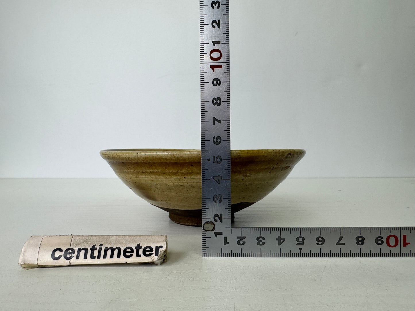 Y9399 CHAWAN Seto-ware flat bowl unsigned Japan antique tea ceremony pottery cup