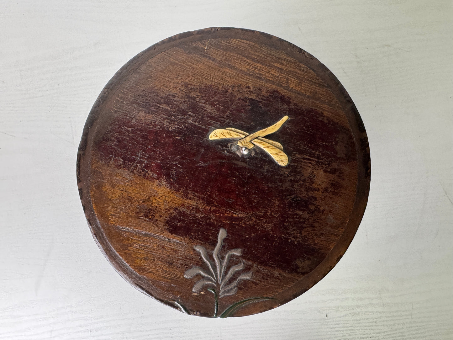 Y9407 BOX Shibayama craft Makie inlay wooden Japan antique container storage