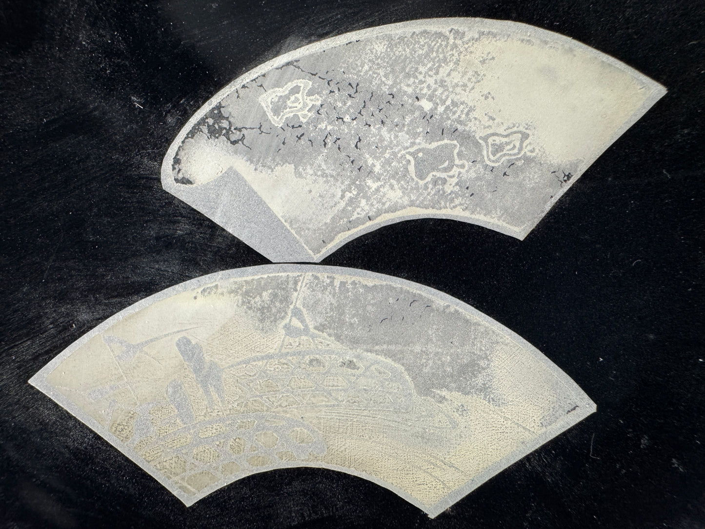Y9411 DISH Fan silver Makie serving plate box Japan antique tableware kitchen
