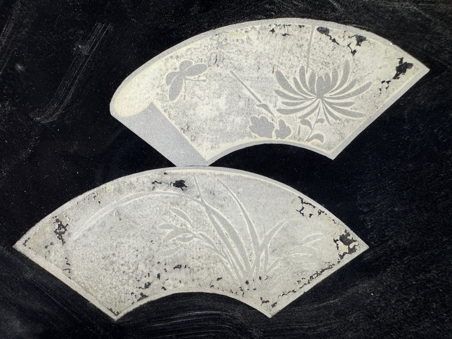 Y9411 DISH Fan silver Makie serving plate box Japan antique tableware kitchen