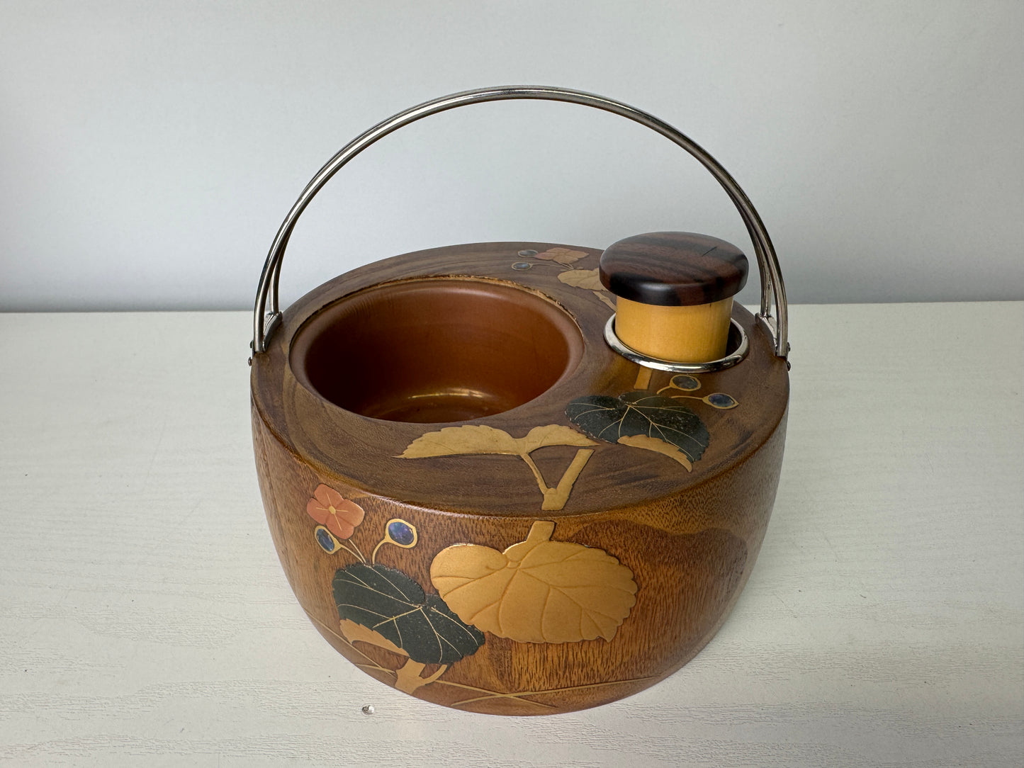 Y9413 TRAY Makie tobacco cigarette obon ozen paulownia wood Japan antique