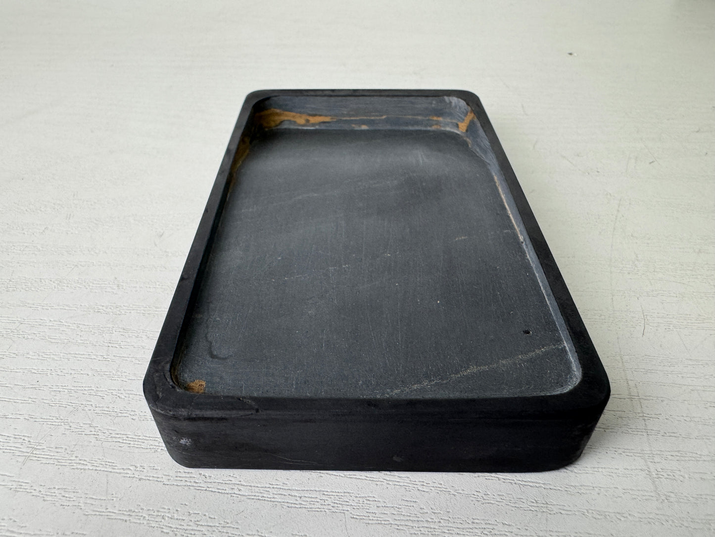 Y9417 BOX Suzuri inkstone case Karaki wood stationery Japan antique container