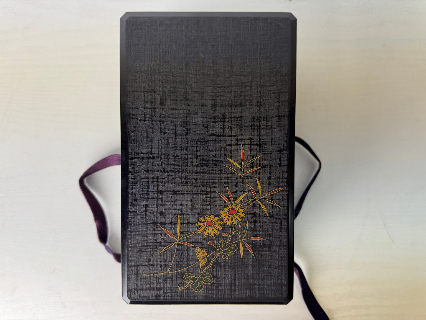 Y9418 BOX Suzuri inkstone case Makie signed stationery Japan antique container