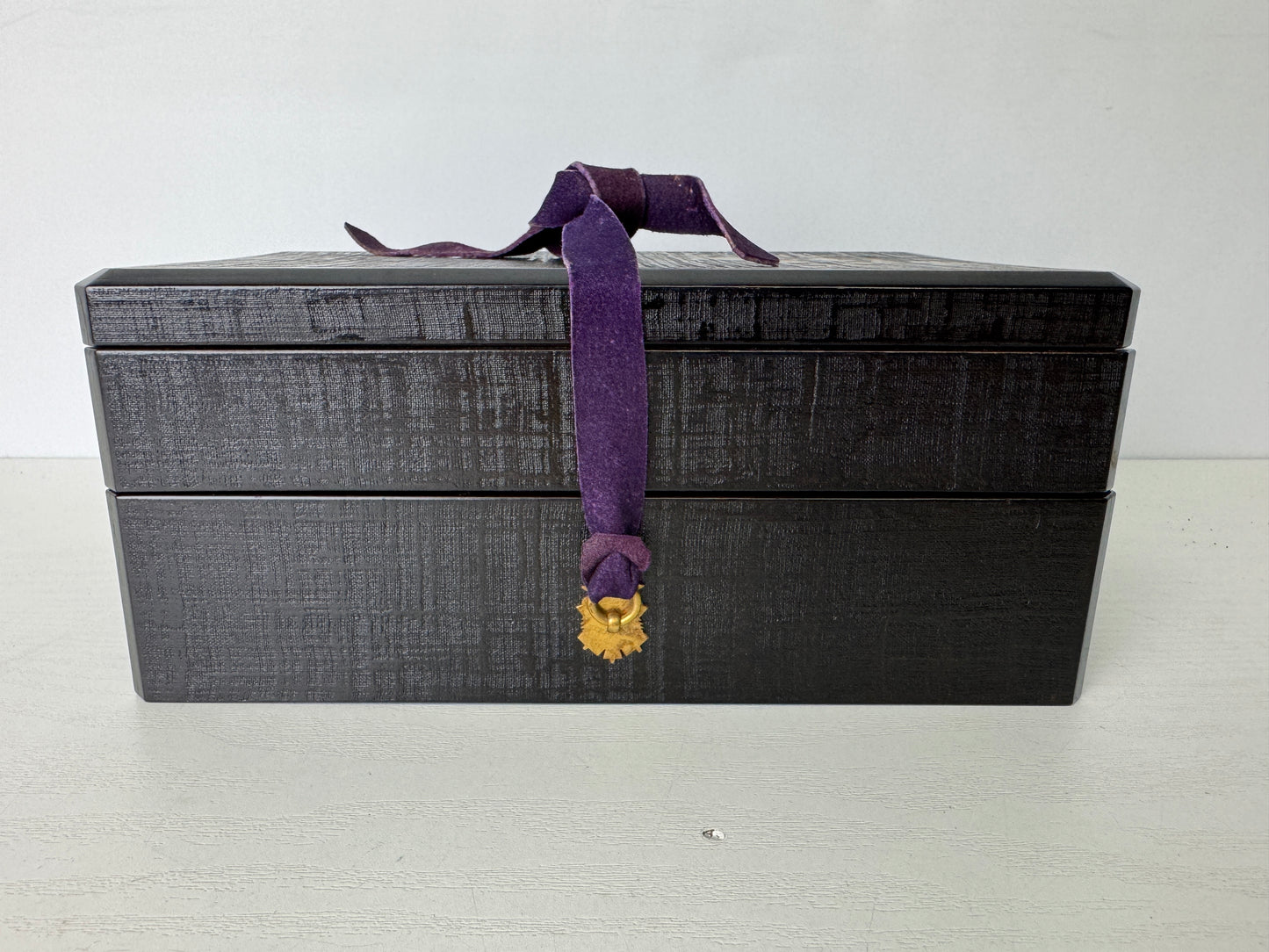 Y9418 BOX Suzuri inkstone case Makie signed stationery Japan antique container