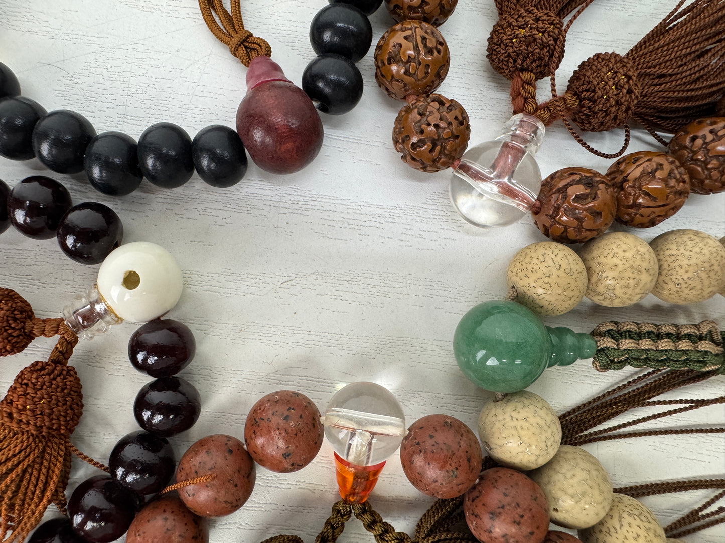 Y9421 JUZU Buddhism Rosary set of 5 Japan antique Buddhist Prayer Beads religion