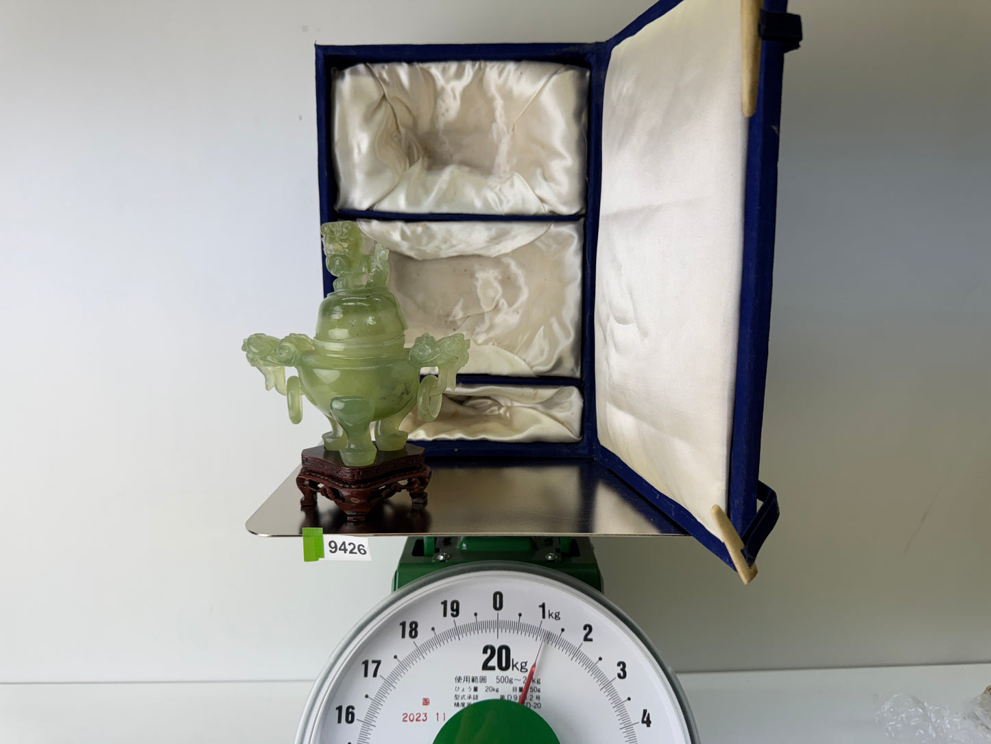 Y9426 KOURO green Jade box China antique Incense Burner aromatherapy fragrance