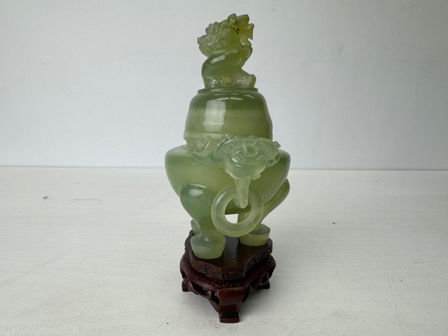 Y9426 KOURO green Jade box China antique Incense Burner aromatherapy fragrance