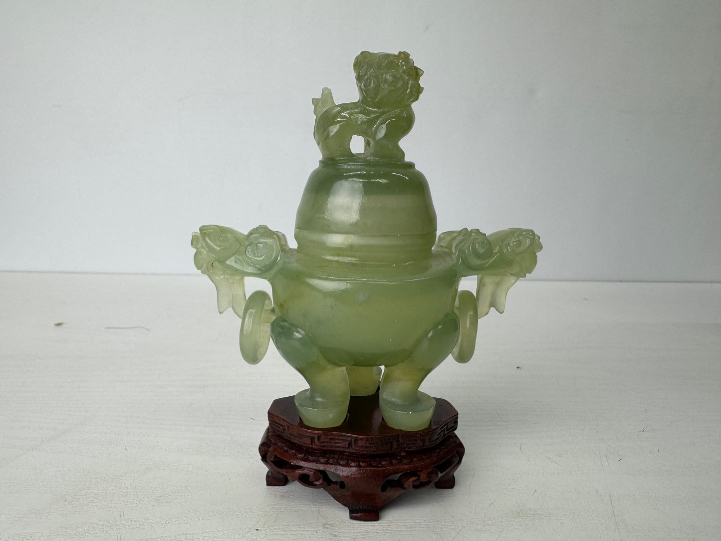 Y9426 KOURO green Jade box China antique Incense Burner aromatherapy fragrance