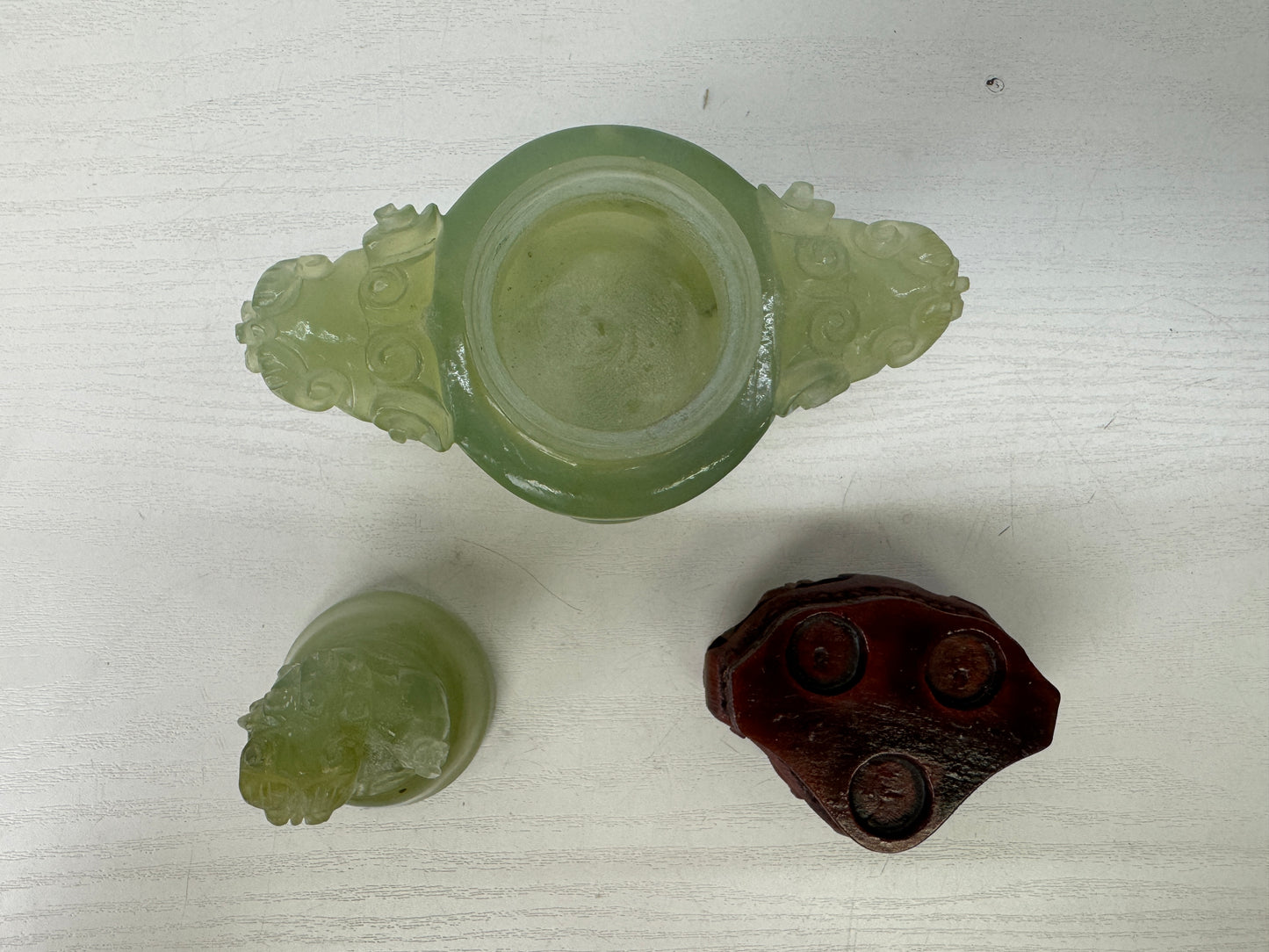 Y9426 KOURO green Jade box China antique Incense Burner aromatherapy fragrance