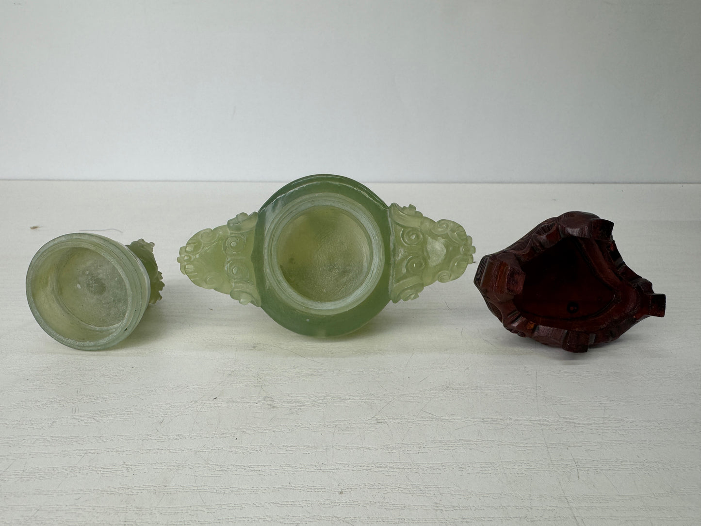 Y9426 KOURO green Jade box China antique Incense Burner aromatherapy fragrance