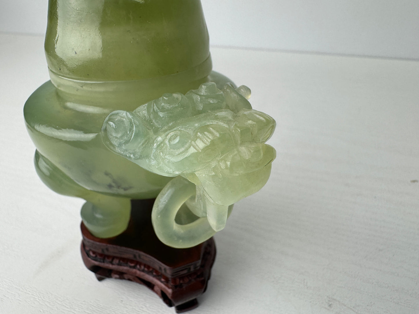 Y9426 KOURO green Jade box China antique Incense Burner aromatherapy fragrance