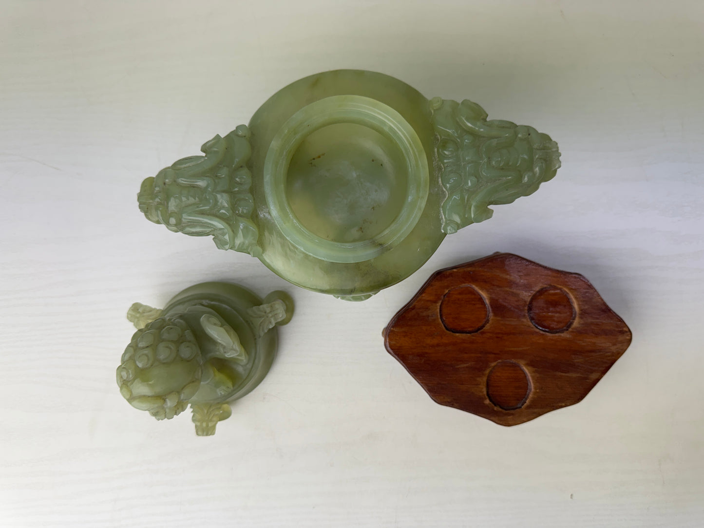Y9427 KOURO green Jade box China antique Incense Burner aromatherapy fragrance