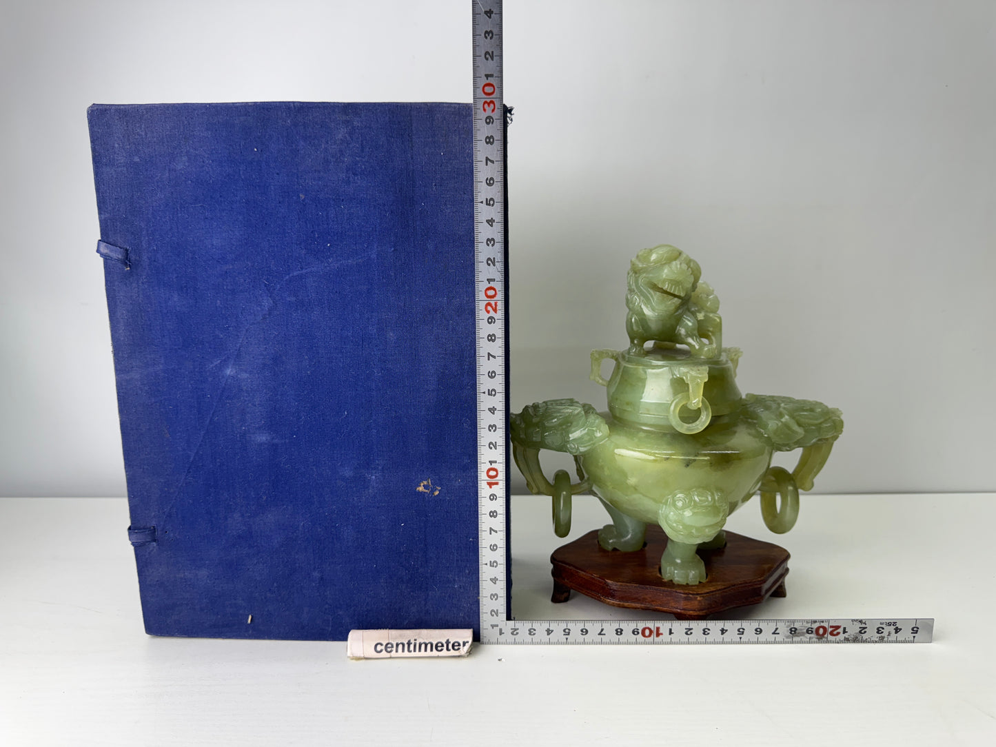 Y9427 KOURO green Jade box China antique Incense Burner aromatherapy fragrance