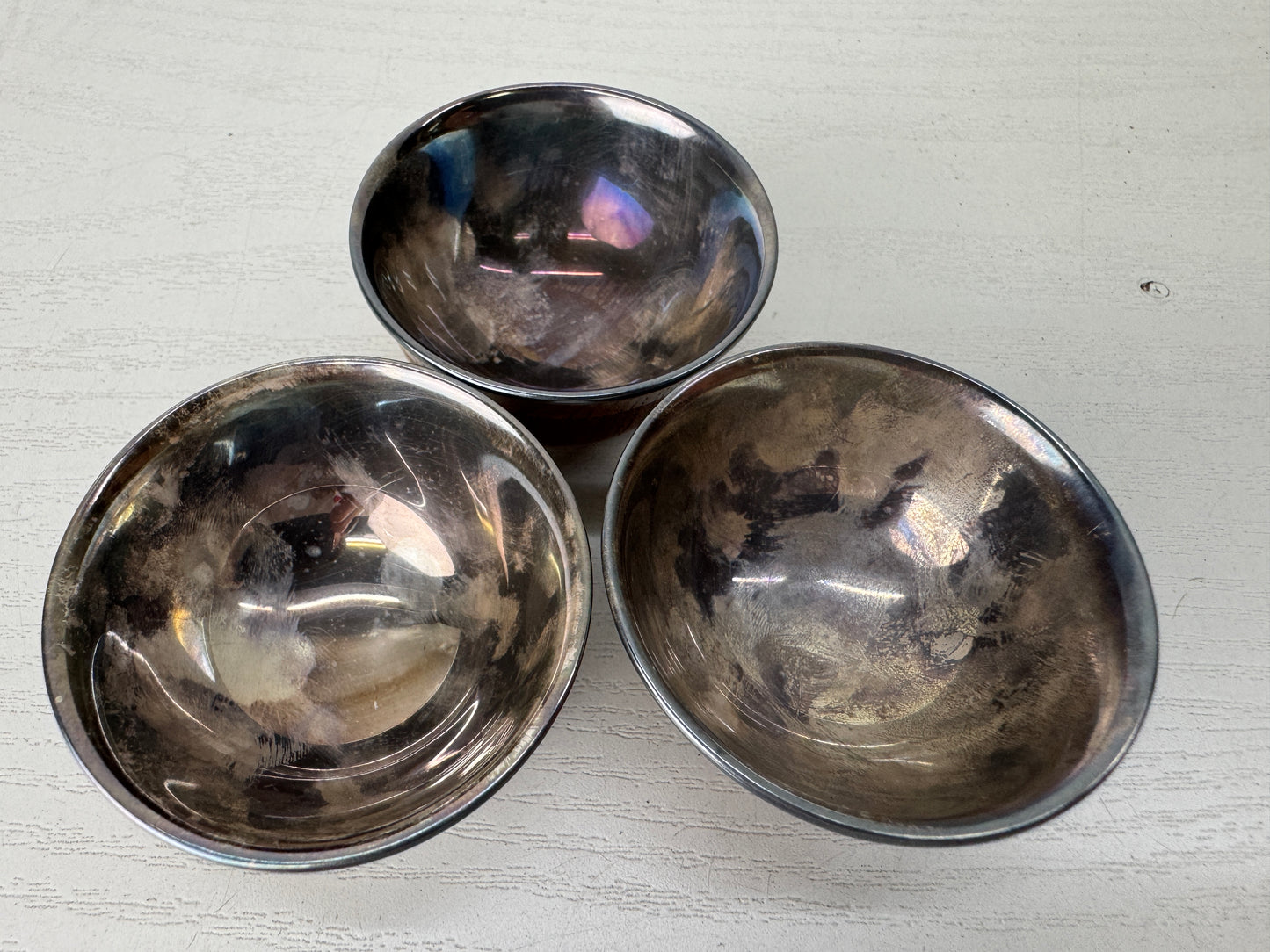 Y9428 CHAWAN Sterling silver lining 3 Sake cups signed box Japan antique kitchen