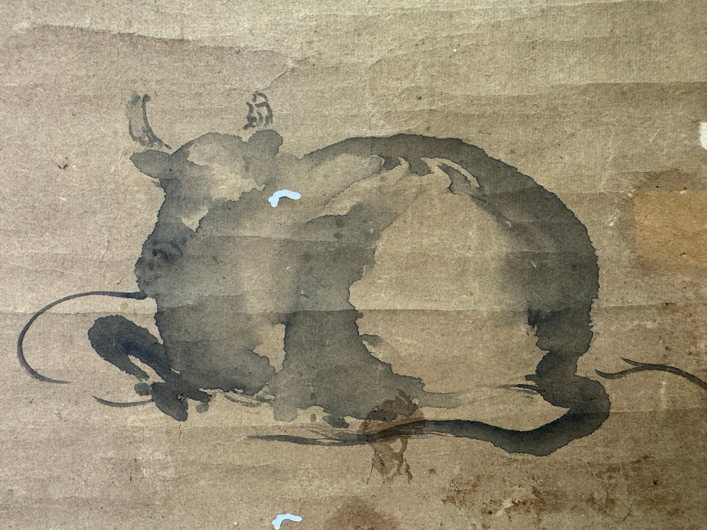 Y9438 KAKEJIKU Fan Cow signed Japan antique hanging scroll art interior decor