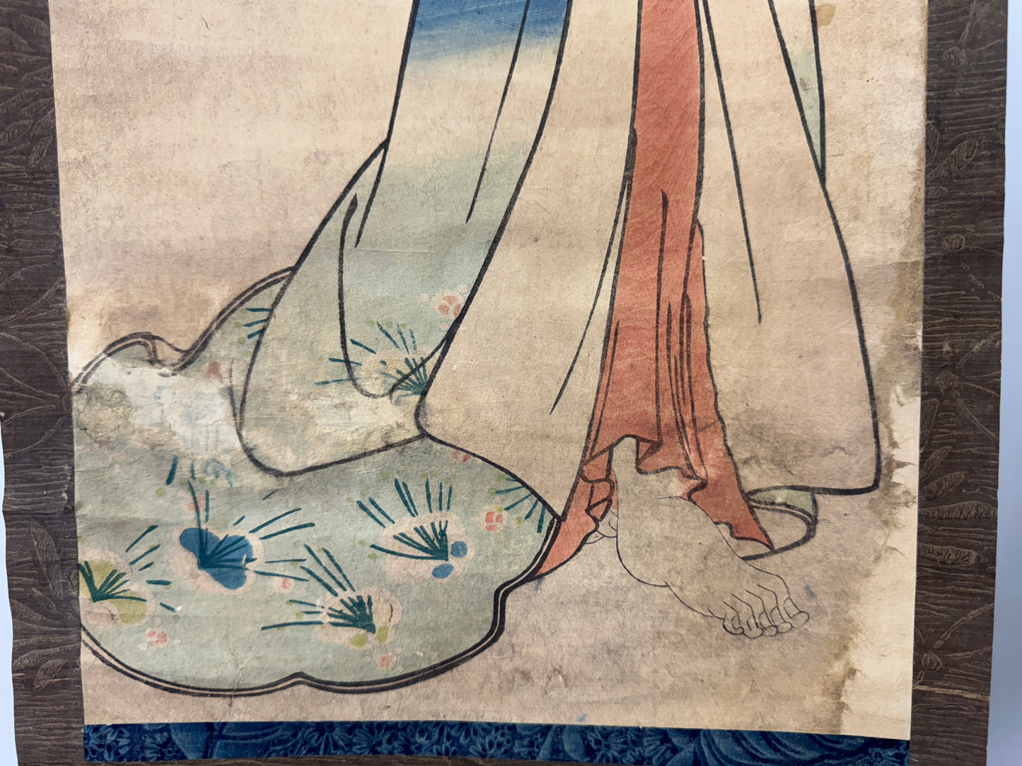 Y9441 KAKEJIKU Beautiful woman Kunisada Fireworks Japan antique hanging scroll