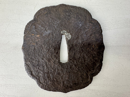 Y9449 TSUBA Iron sword guard Japan samurai katana antique koshirae edo bushi