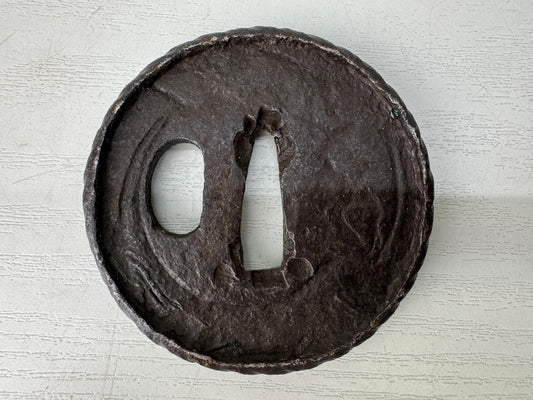 Y9451 TSUBA Iron sword guard openwork Japan samurai katana antique koshirae edo