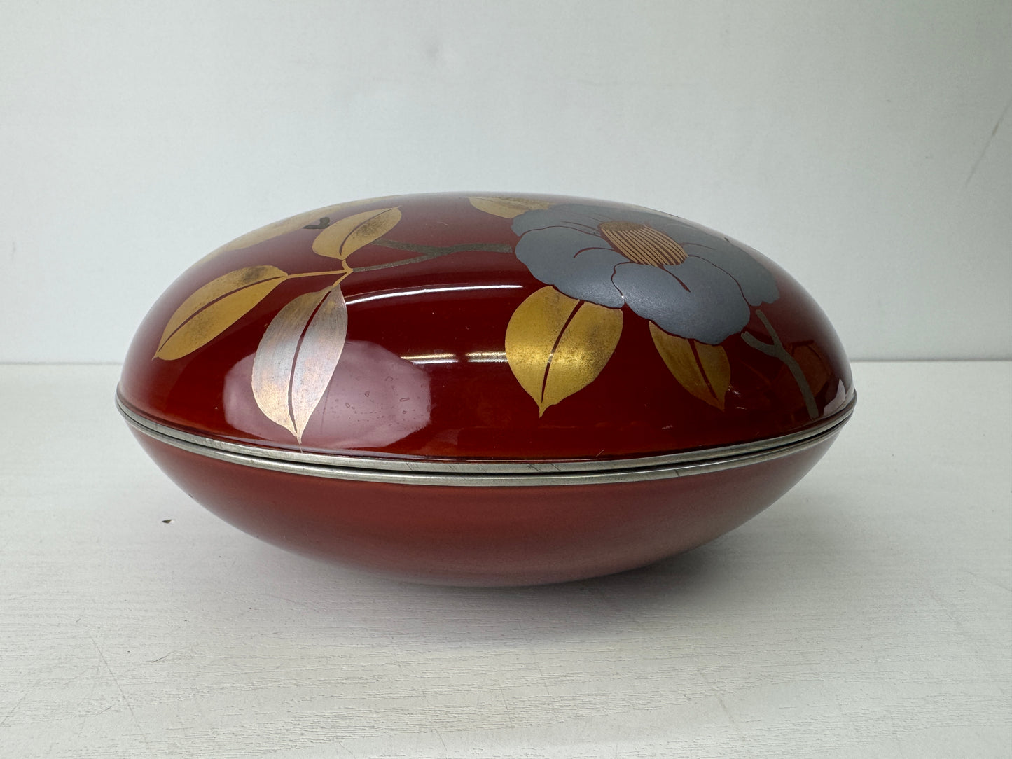 Y9454 BOX Flower Makie signed Jikiro food container case Japan antique tableware