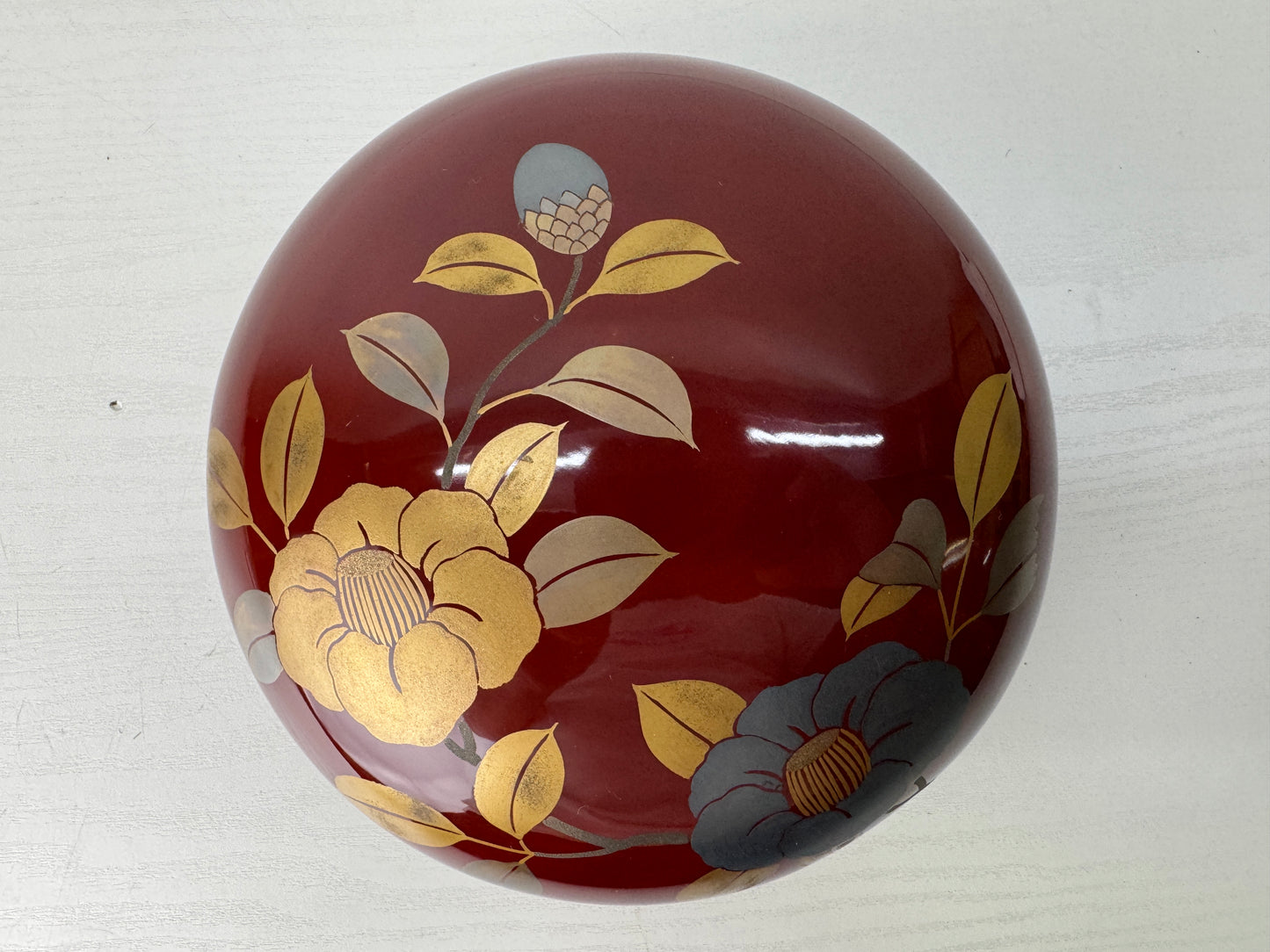 Y9454 BOX Flower Makie signed Jikiro food container case Japan antique tableware