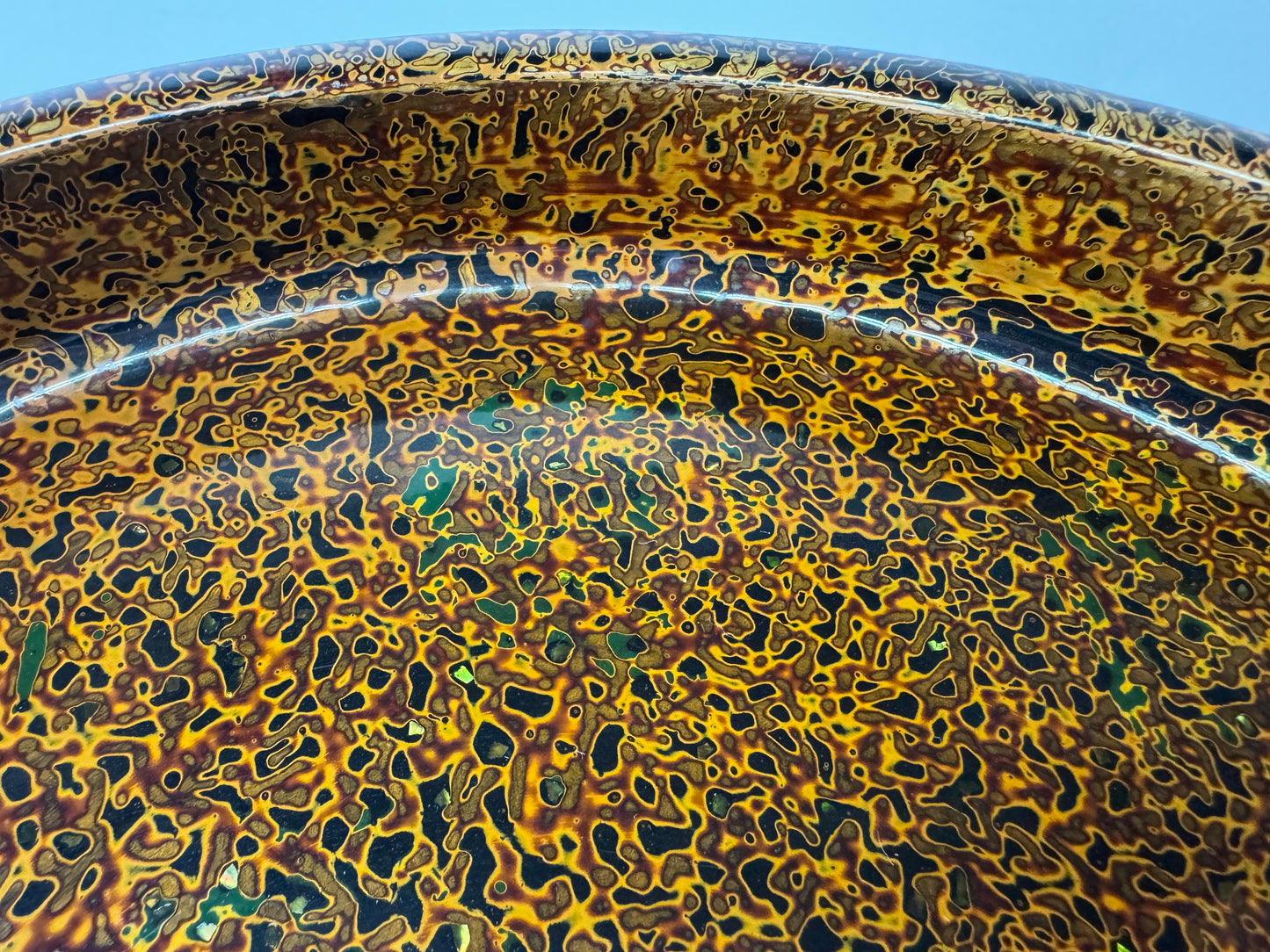 Y9471 TRAY Wakasa lacquerware Makie round Obon Ozen Japan antique kitchen table