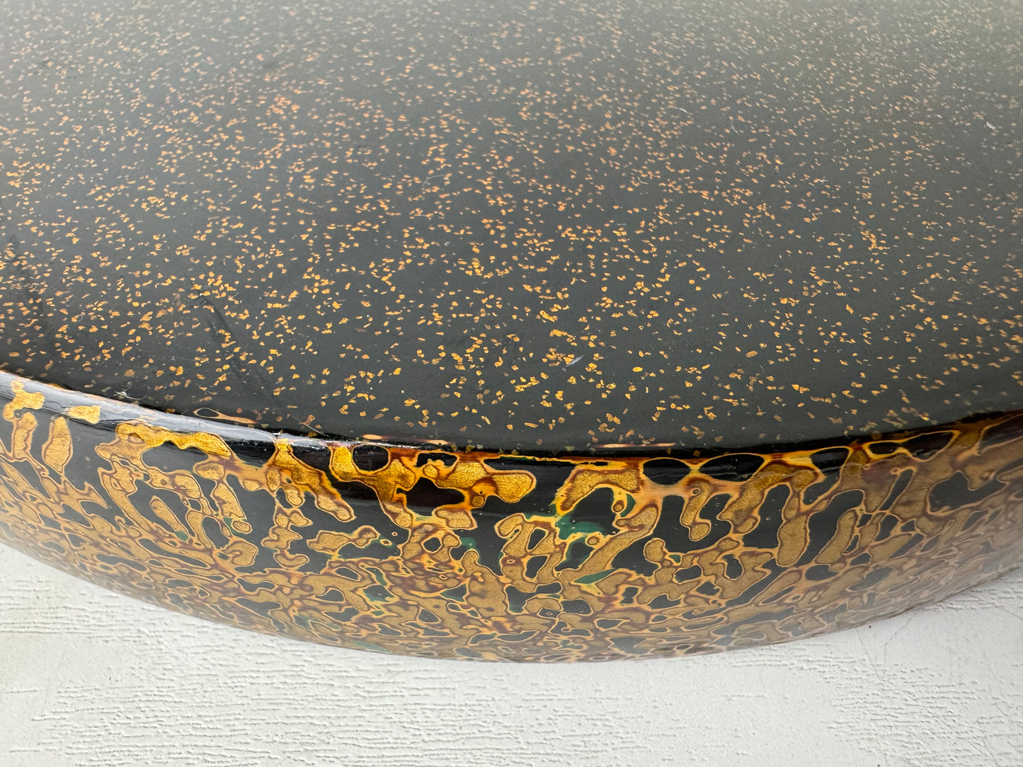 Y9471 TRAY Wakasa lacquerware Makie round Obon Ozen Japan antique kitchen table
